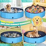 T2Y Dog Paddling Pool 160x30cm Large 5mm PP Board Quick Setup Drain Blue view 7