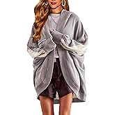 KGGT Womens Oversized Cardigan Hooded Open Front Sweatshirt Drop Shoulder Long Sleeve Fall Jackets Outwear