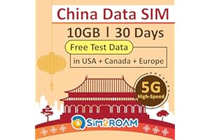 SIM2ROAM China Data only SIM card 30Days|Mainland China & Macau|10GB of 5G/4G High-Speed Internet Data|Free Test data in US|unrestricted Internet Access, Support Google, Facebook, What's app,Instagram and More