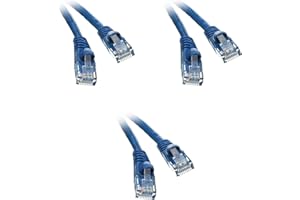 MarginMart Cat5e 50-Foot Ethernet Patch Cable, Snagless/Molded Boot, 3-Pack, Blue (CNE50864)