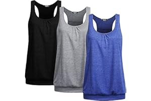 Beyove Racerback Tank Tops for Women Yoga Athletic Workout Tops Sleeveless Loose Fit Muscle Shirts Activewear 3 Pack
