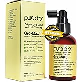 PURA D'OR 3.38 Oz Gro-Max Advanced Peptide Hair Serum (NEW FORMULA) Plant Stem Cell, Catalase, Copper Tri-Peptide, C60, Biotin, Melatonin, Trichogen, Caffeine, Rosemary - Stronger, Thicker Hair