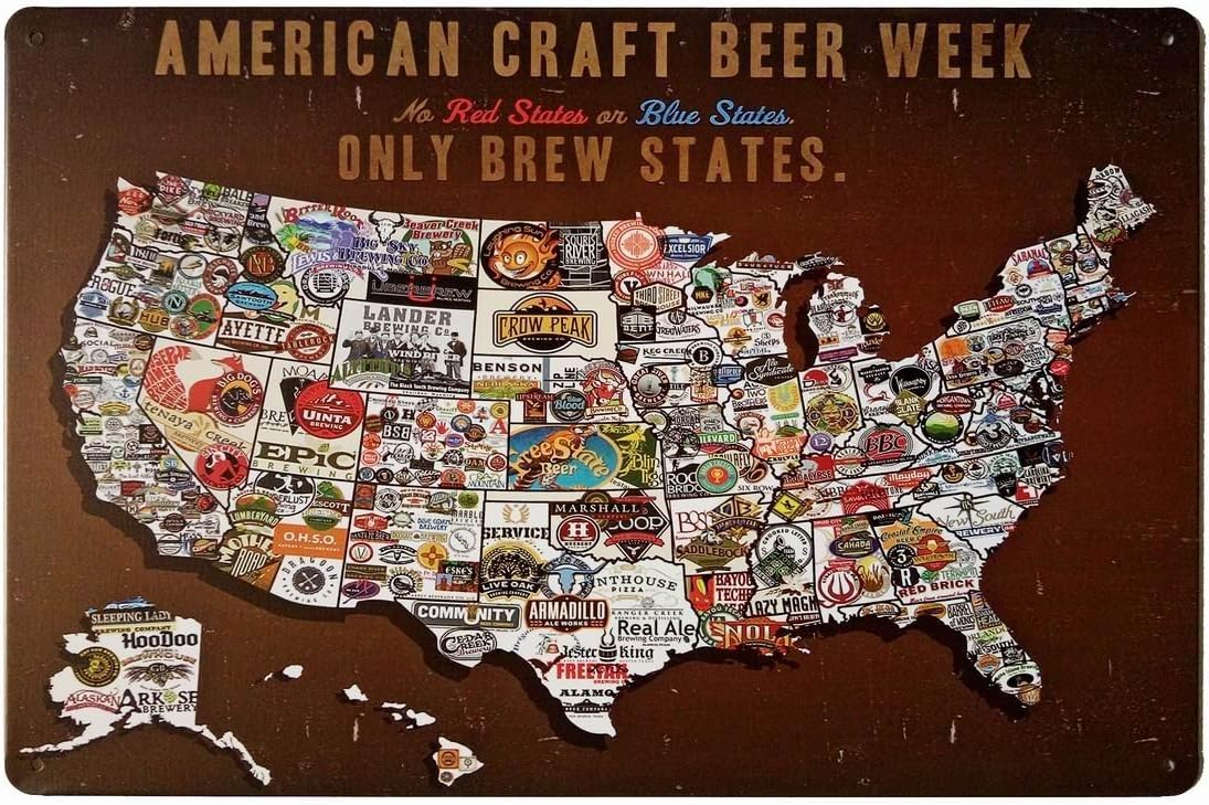 THshang Vintage Wall Retro Metal Bar Pub Poster American Craft Beer Week 12X18 Inches