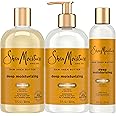 SheaMoisture Deep Moisturizing Hair Care 3 Count Raw Shea Butter For Curly, Dry and Damaged Hair Sulfate Free Shampoo and Conditioner, Hair Detangler with Sea Kelp and Argan Oil
