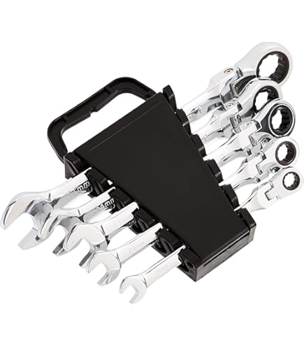 Skweawert 1 Inch Flex-Head Ratcheting Wrench - SAE 72-Tooth, 12-Point Box End, Heat-Treated CR-V Steel, 180° Pivoting Head - View #9