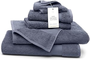 BOLL & BRANCH Plush Bath Sheet Set - Mineral - 6 Piece - Includes 2 Oversized Bath Sheets, 2 Hand Towels & 2 Washcloths - 100% Organic Cotton - Ultra Soft & Luxurious - Quick Absorbing