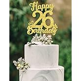26 Birthday Cake Toppers-Gold Glitter, 26th Cake Topper for Men,26 Cake Topper For Women, 26th birthday decorations,26th Birthday Cake Topper Twenty six