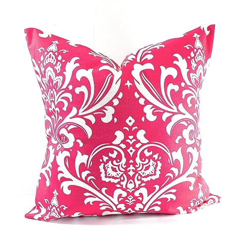 Amazon Com Hot Pink Damask 18 X 18 Accent Pillow Cushion Cover