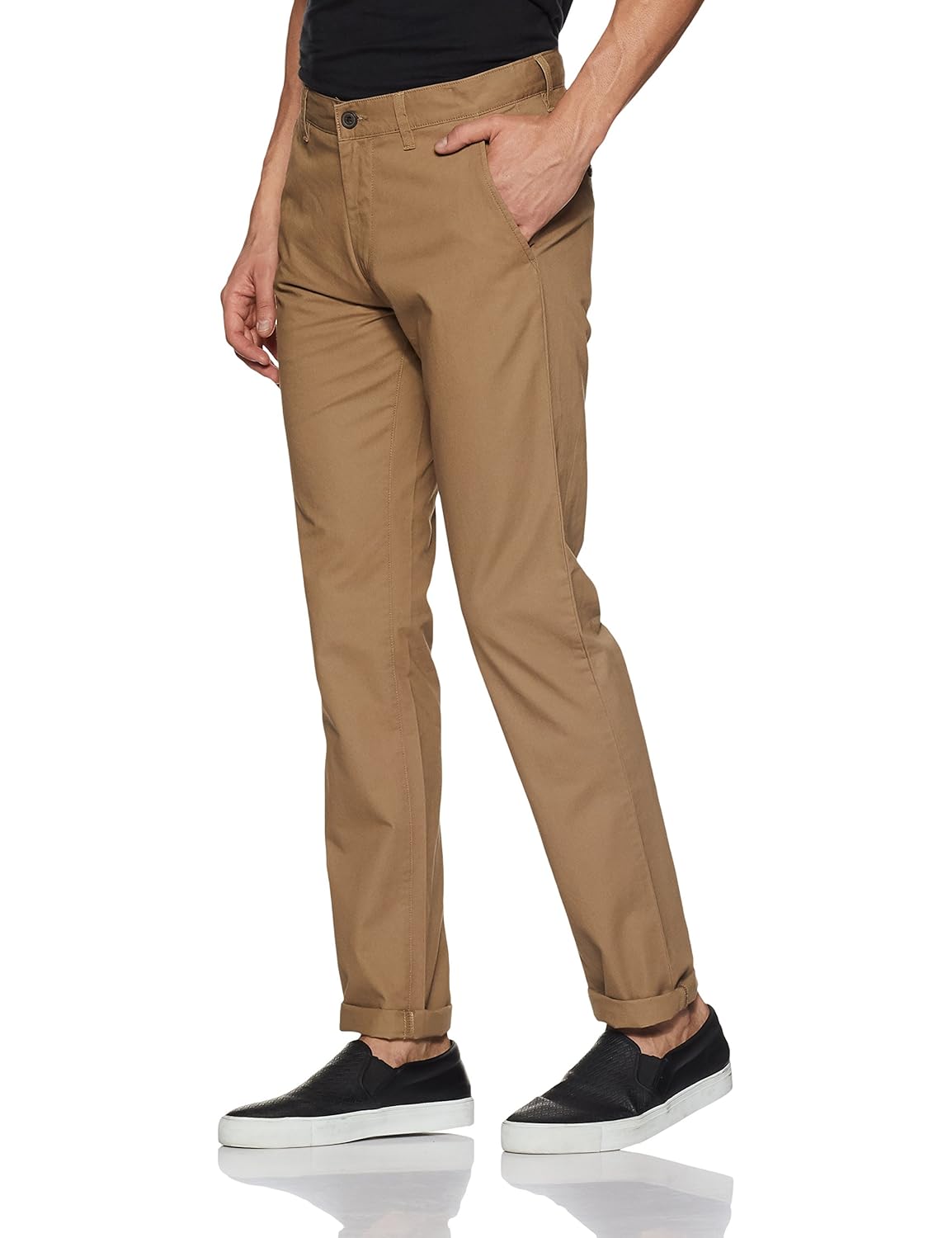 peter england men's slim fit casual trousers