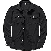 MAGNIVIT Men's Long Sleeve Lightweight Corduroy Work Shacket Shirt Jacket Casual Button-Up Overshirt with Pockets