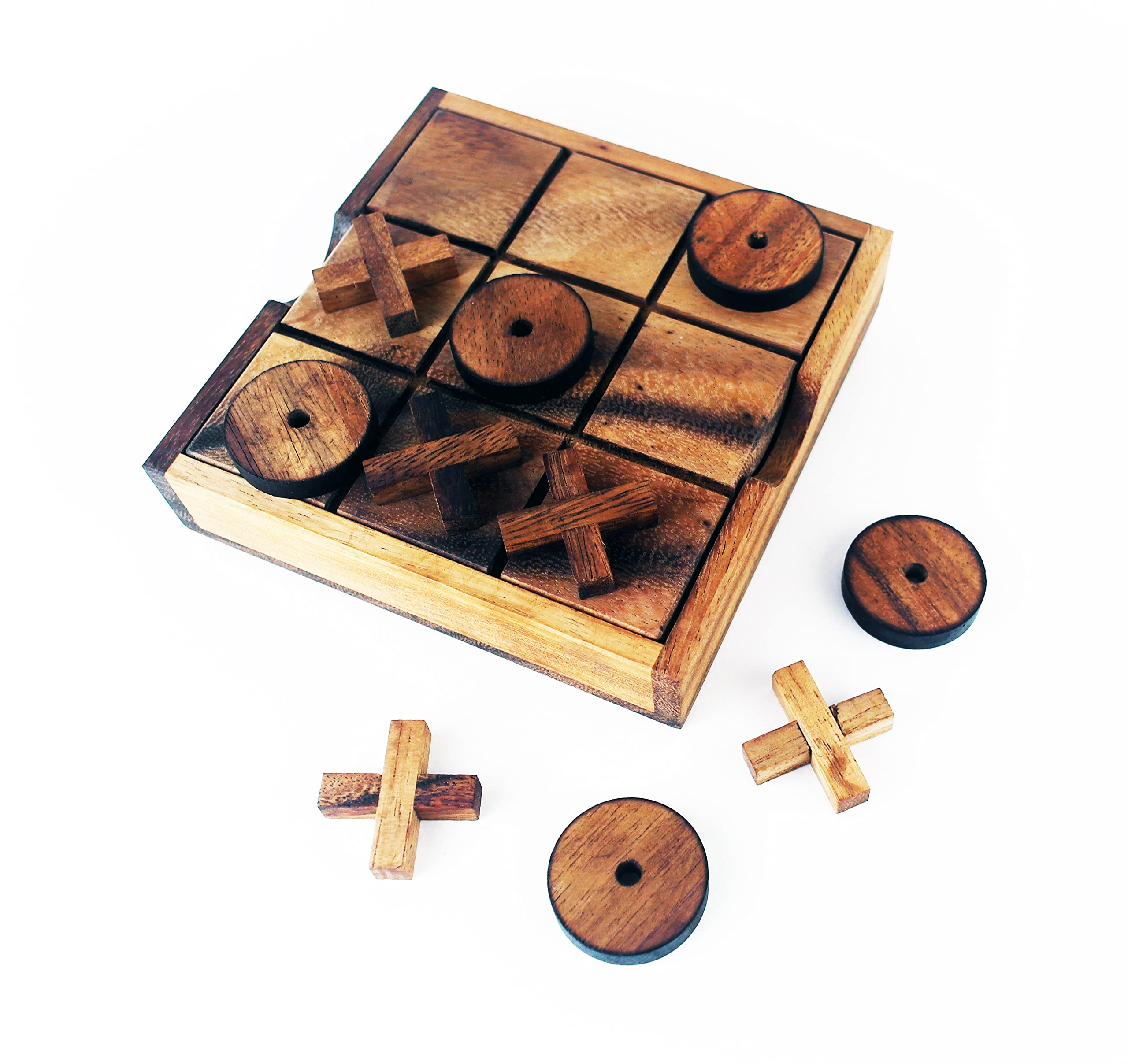 Tic Tac Toe Wooden Classic Game 5.5 x 5.5 in Travel Board Toy for Children and Adult Home Decor Room Gift Set Coffee Break Family Time