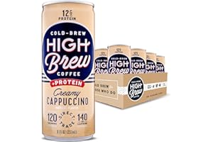 High Brew Coffee, Cold Brew Coffee, Creamy Cappucino, Plus 12g Protein, 8 Fl Oz, Ready-To-Drink (Pack of 12)