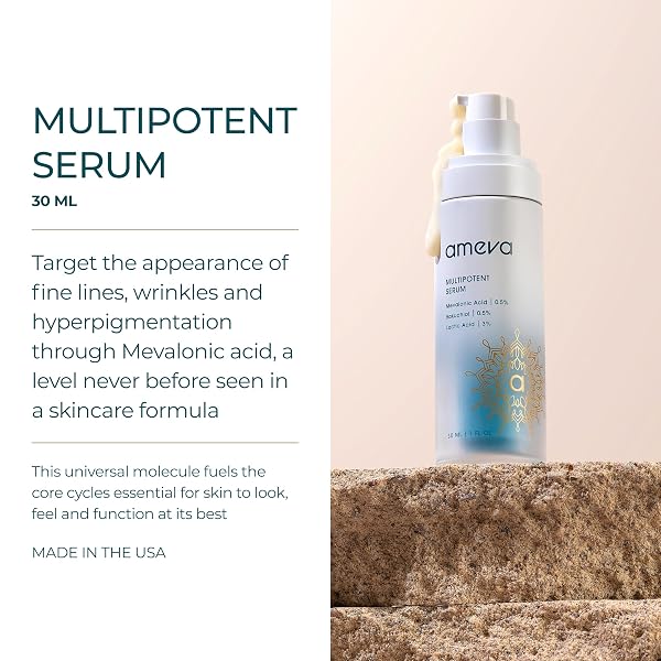 AMEVA MEVALONIC ACID MULTIPOTENT SERUM: PLANT-BASED, VEGAN, BOOSTS COLLAGEN, HYALURONIC ACID, FOR SENSITIVE SKIN, ANTI-AGING, VELVETY SOFT, ENHANCES RADIANCE (MULTIPOTENT SERUM)