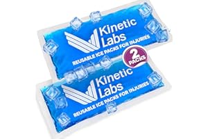 Gel Ice Packs for Injuries Reusable (2 Pack) 9.5" x 4.5" – Gel Cold Soft Ice Pack by Kinetic Labs – Flexible & Soft Packs for Knee, Shoulder, Back (Regular)