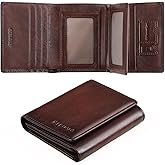 Trifold Wallets for Men Genuine Leather Large Capacity RFID Blocking, Includes Id Window and Credit Card Holder,Mens Wallets Leather (Coffee)