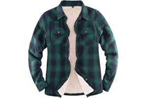 ThCreasa Womens Sherpa Lined Flannel Jacket with Hand Pockets, Plaid Button Down Fuzzy Shirt Jackets