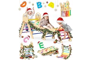 Philnas Pikler Triangle Set 9-in-1 – Montessori Wooden Climbing Toys for Toddlers 1.8–7Y, Indoor Jungle Gym for Screen-Free Play, Parent-Child Bonding & Energy Burning