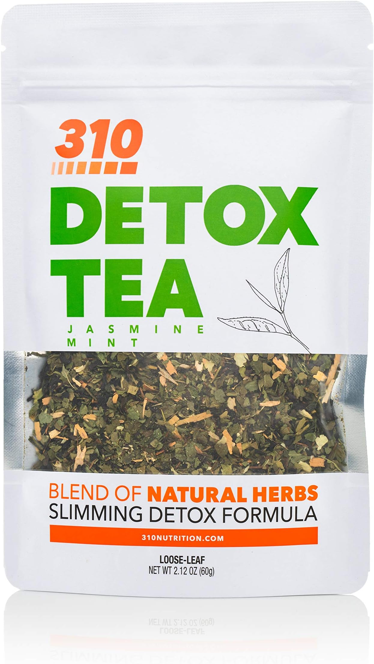 Jasmine Mint Detox Tea | 310 Tea Fights Bloating and Appetite Suppressant, Increases Metabolism | Organic Green Tea with Yerba Mate, Guarana, Ginger (Loose Leaf), 30 Servings)