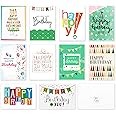 120 Happy Birthday Cards for Office, Business and Personal Use with Short Generic Message Inside, Assorted Greeting Notes Bulk with Envelopes and Stickers 4x6 Inch