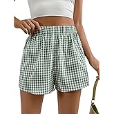 SOLY HUX Women's Y2K Striped Boxer Shorts Elastic High Waisted Straight Leg Workout Gym Shorts