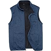 Bonnroth Mens Full Zip Sweater Fleece Vest, Sherpa Lined Stand Collar Vests with Pocket