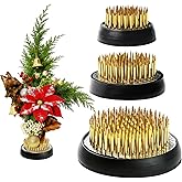 3 Pcs Flower Frogs for Flower Arrangements Supplies, Japanese Flower Arranging Ikebana Kenzan, Pin Frogs for Flowers Holder with Rubber Base Flower Fixed Tools(Gold, 1.3 Inch, 1.57 Inch, 1.97 Inch)