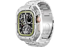 PANPINNACLE Stainless Steel Case and Band Compatible for Apple Watch Ultra Band 49mm 46mm 45mm 44mm,Formal Business Metal iWatch Band with Case for Men Series 11 10 9 8 7 6 5 4 SE Ultra 3/Ultra 2/Ultra