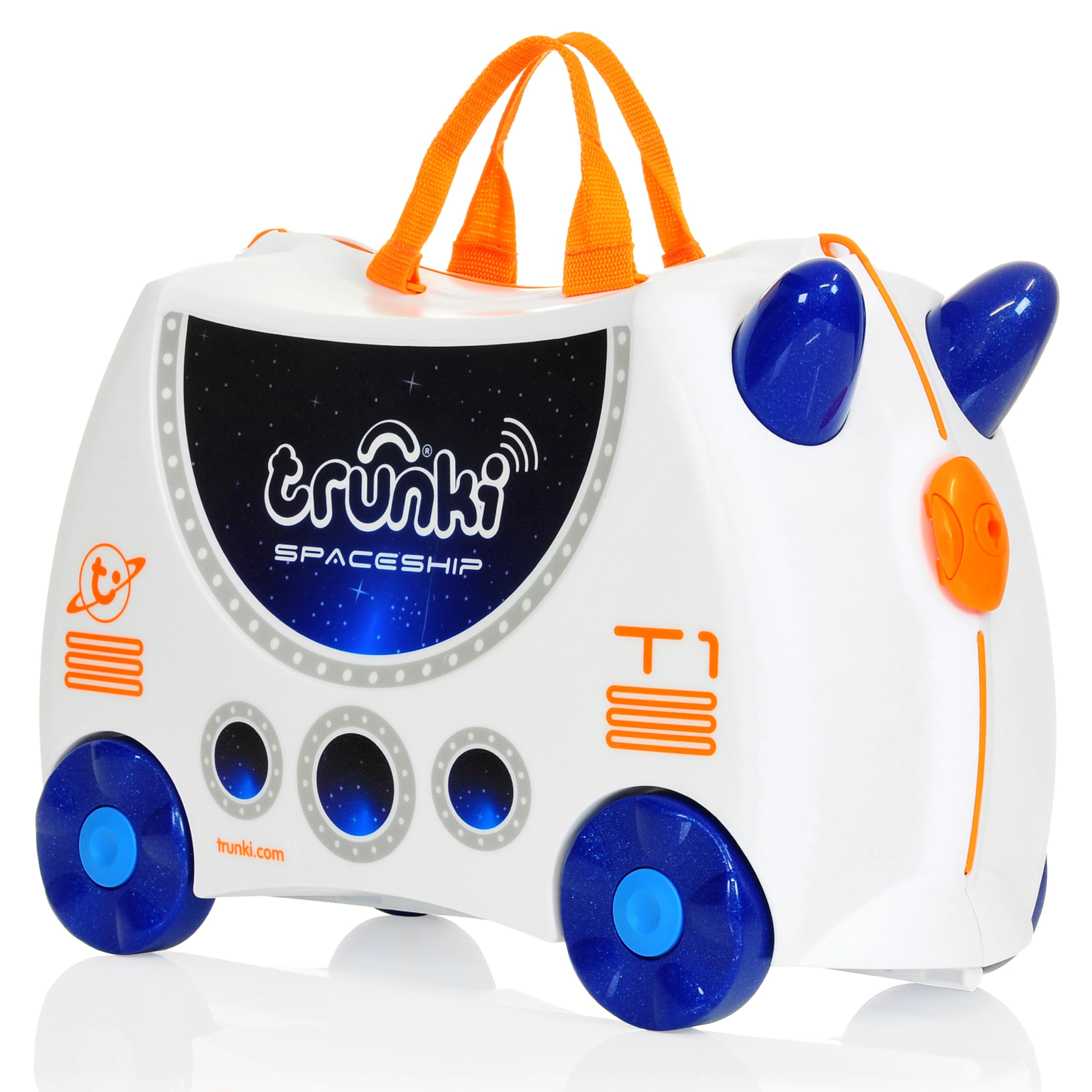 Trunki Children’s Ride-On Suitcase and Kid's Hand Luggage | Perfect Toy Gift for 3-4 year old Boys & Girls : Skye Spaceship (Glow in The Dark)