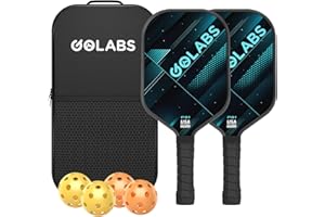 Golabs PB1 Pickleball Paddles Set of 2, Durable Fiberglass Surface& 16mm STR-Core Power Polymer Core, USAPA Approved, 8oz Lightweight & Comfort Anti-Slip Elongated Grip for Increased Power and Spin