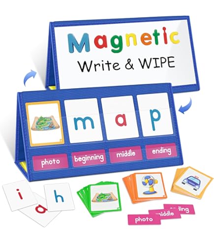 4-Pack Magnetic Desktop Pocket Charts - Double Sided Dry Erase Boards For Classroom & Home Learning