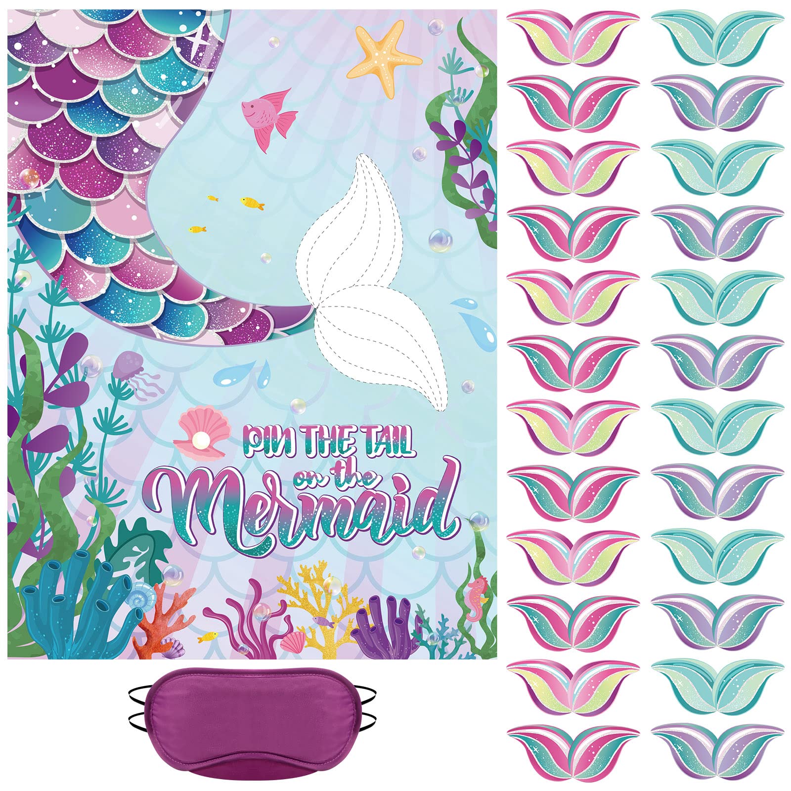 Faccito Pin The Tail on The Mermaid Party Game Mermaid Games Set ...
