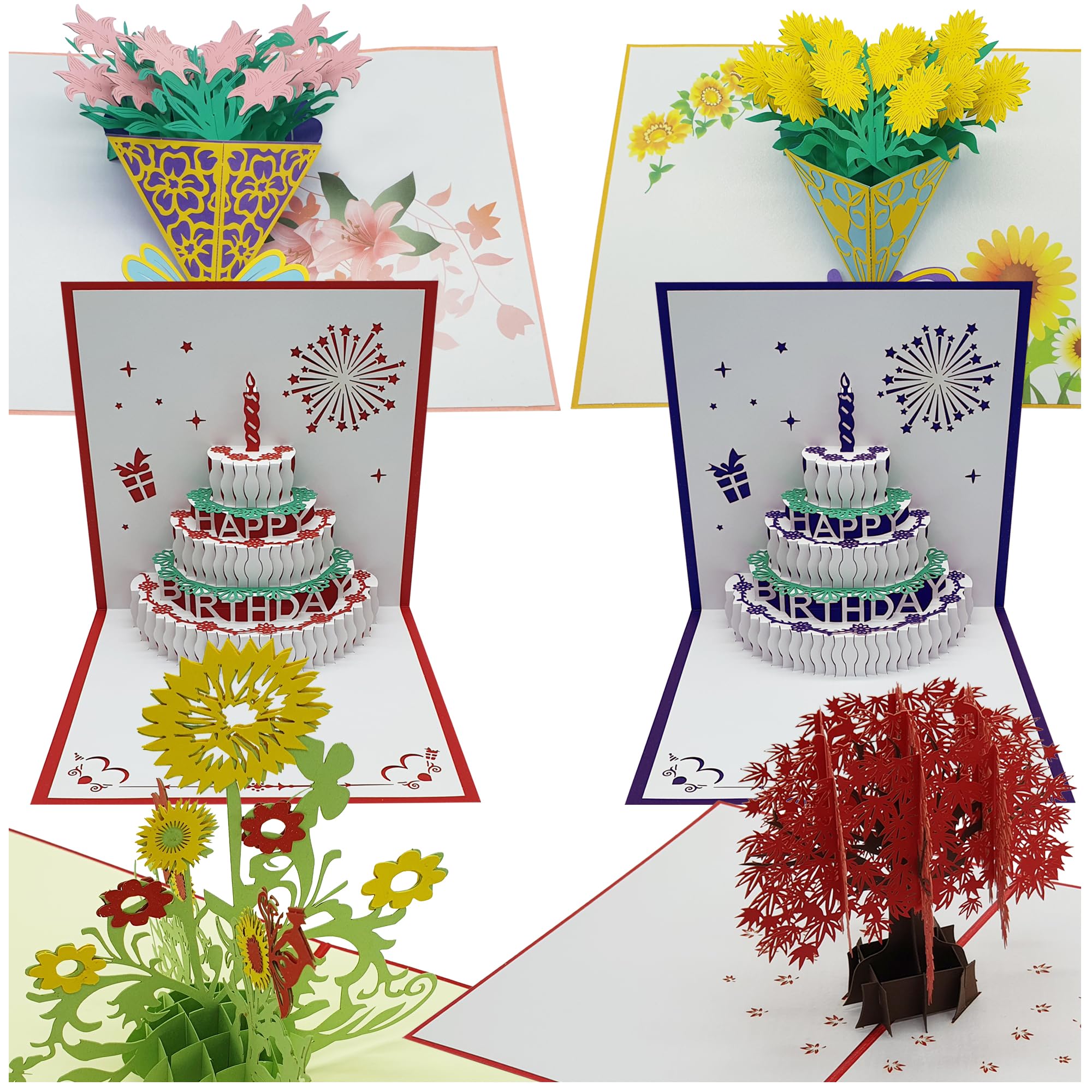 3D Pop-Up Luxury Cards for Valentine's Day: Romantic Bundle with Bonus Cards for Birthdays, Anniversaries, Mother's Day, Father's Day, and Christmas (Mixed Bundle C)