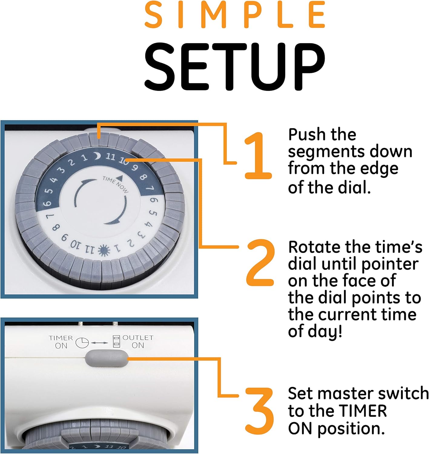 GE 24-Hour Heavy Duty Indoor Plug-in Mechanical Timer, 2 Grounded Outlets, 30 Minute Intervals, Daily On/Off Cycle, for Lamps, Seasonal, Christmas Tree Lights and Holiday Decorations, 15075 - Plug In Timer Switches - 