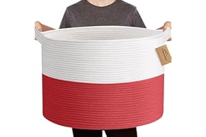 MEGASKET Large Red Baskets for Storage, 22x14 Wicker Woven Storage Basket, Blanket Organizer, Kids Toy Bin Box, Bathroom Beach Towel Basket, Basket for Gifts Decor, Fireplace Living Room Decoration