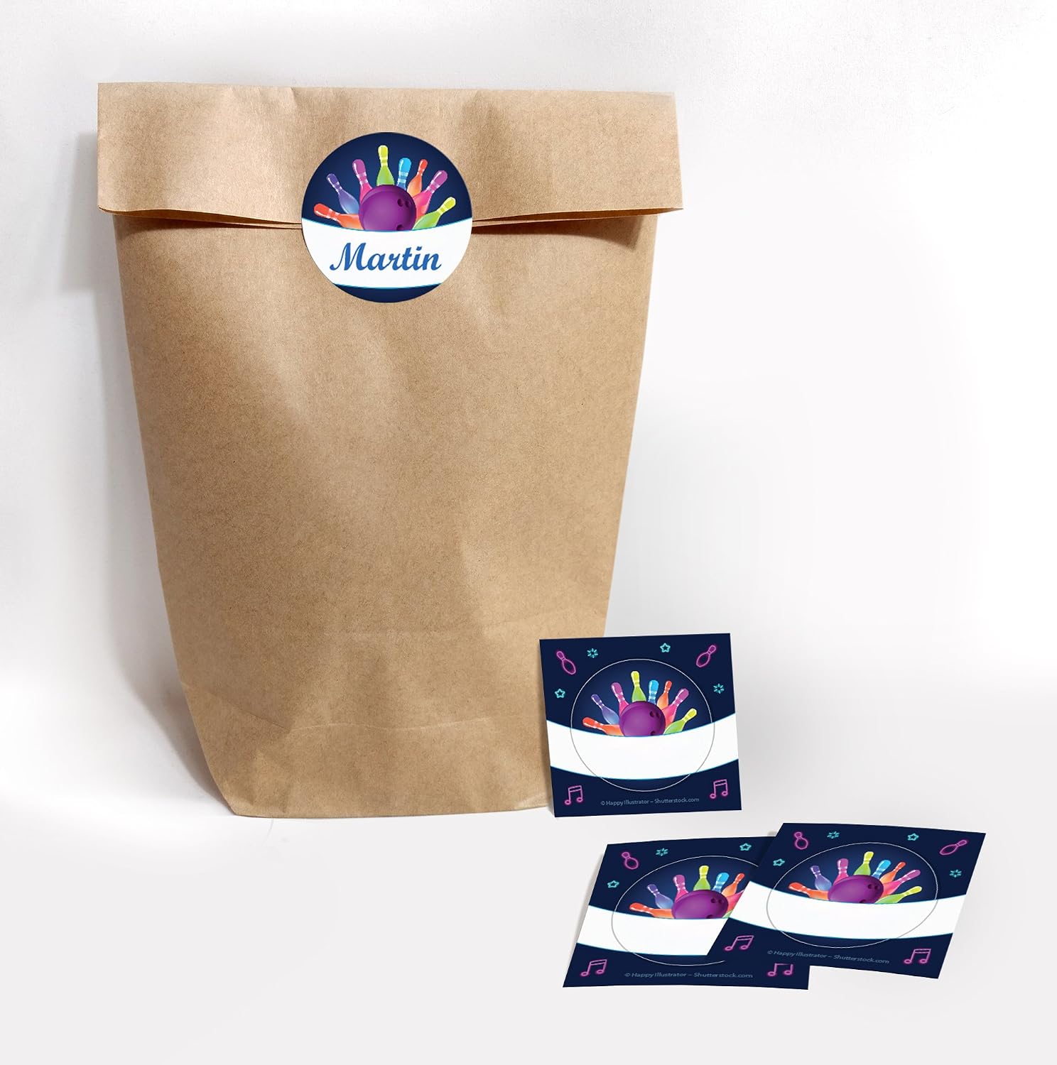 Juna-Experten 12 Natural Gift Bags + 12 Bowling Neon Stickers - Image 4