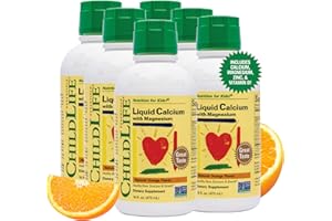 ChildLife Essentials Liquid Calcium Magnesium Supplement - Healthy Bone Growth for Children, Vitamin D3 & Zinc, All-Natural, Gluten Free & Non-GMO - Natural Orange Flavor, 16 Fl Oz Bottle (Pack of 6)