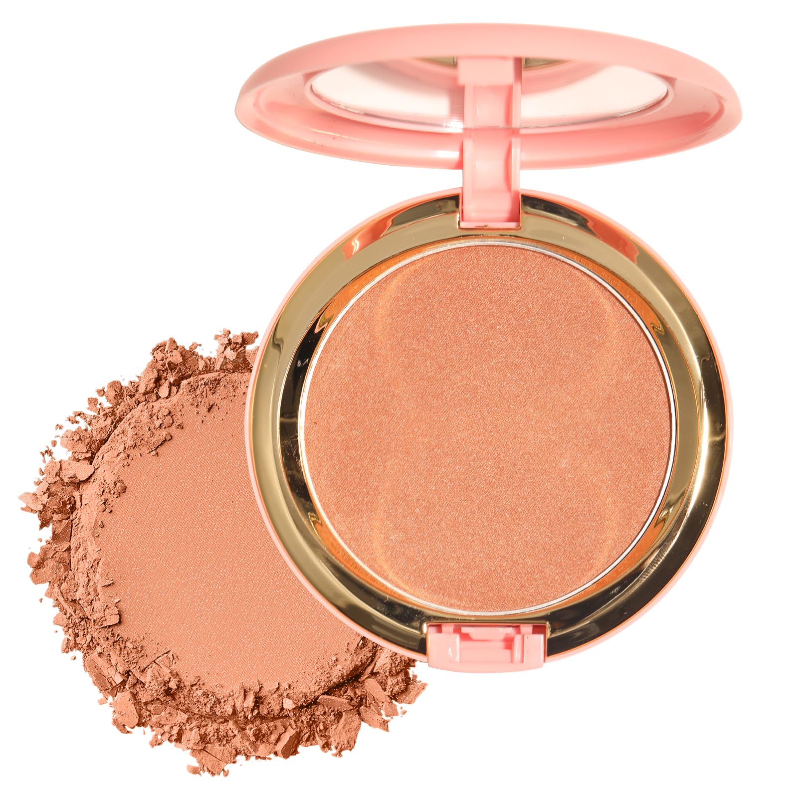 Beauty Searcher Shimmer Bronzer Powder, Natural Sun Kissed Finish, Contour Highlighter Bronzer Blush Powder, Soft Touch Texture, Vegan Formula Face Makeup Compact (Sunkissed Bronzer)