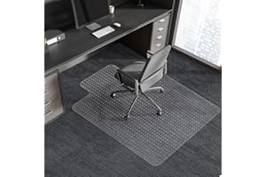 YOUKADA Chair Mat for Carpet Floor with Lip, 45''×53'' PVC Desk Carpet Protector. Low to Medium Pile, Clear and Thick Rolling