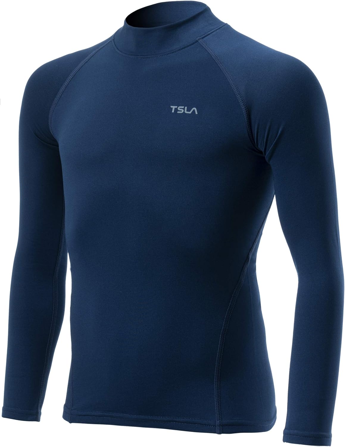 TSLA Kid's Thermal Long Sleeve Tops, Mock Turtle Neck Fleece Lined Compression Base Layer Shirts: Clothing