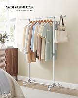 SONGMICS Clothes Rack with Castors Adjustable Height 97-165 cm White LLR001W01 view 2