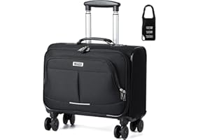 Lekebobor Rolling Laptop Bag Rolling Laptop Briefcase on Wheels, Black, Large, Rolling Laptop Bag