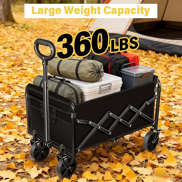 FOLDABLE COLLAPSIBLE WAGONS CARTS WITH WHEELS — FOLDING UTILITY WAGON CART PORTABLE & EASY TO STORE FOR GROCERIES,APARTMENT MOVING,SPORTS & GARDEN|COLLAPSIBLE WAGON FOR YARD WORK&SHOPPING,GRAPHITE