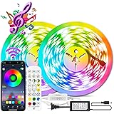 BIHRTC RGB Led Strip Lights 65.6ft 20m 600leds 5050 Color Changing Flexible Led Tape Lights with Remote App Control Sync to M