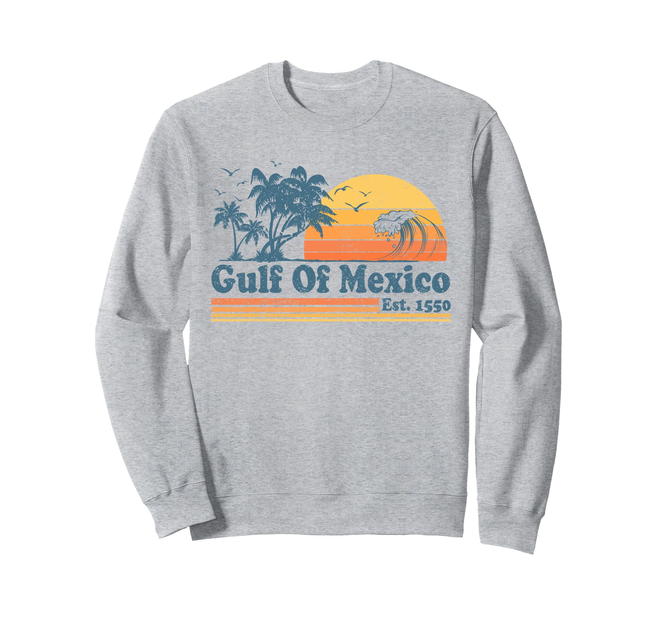 Photo 1 of Vintage Gulf of Mexico Est 1550 Retro Beach Sunset Sweatshirt