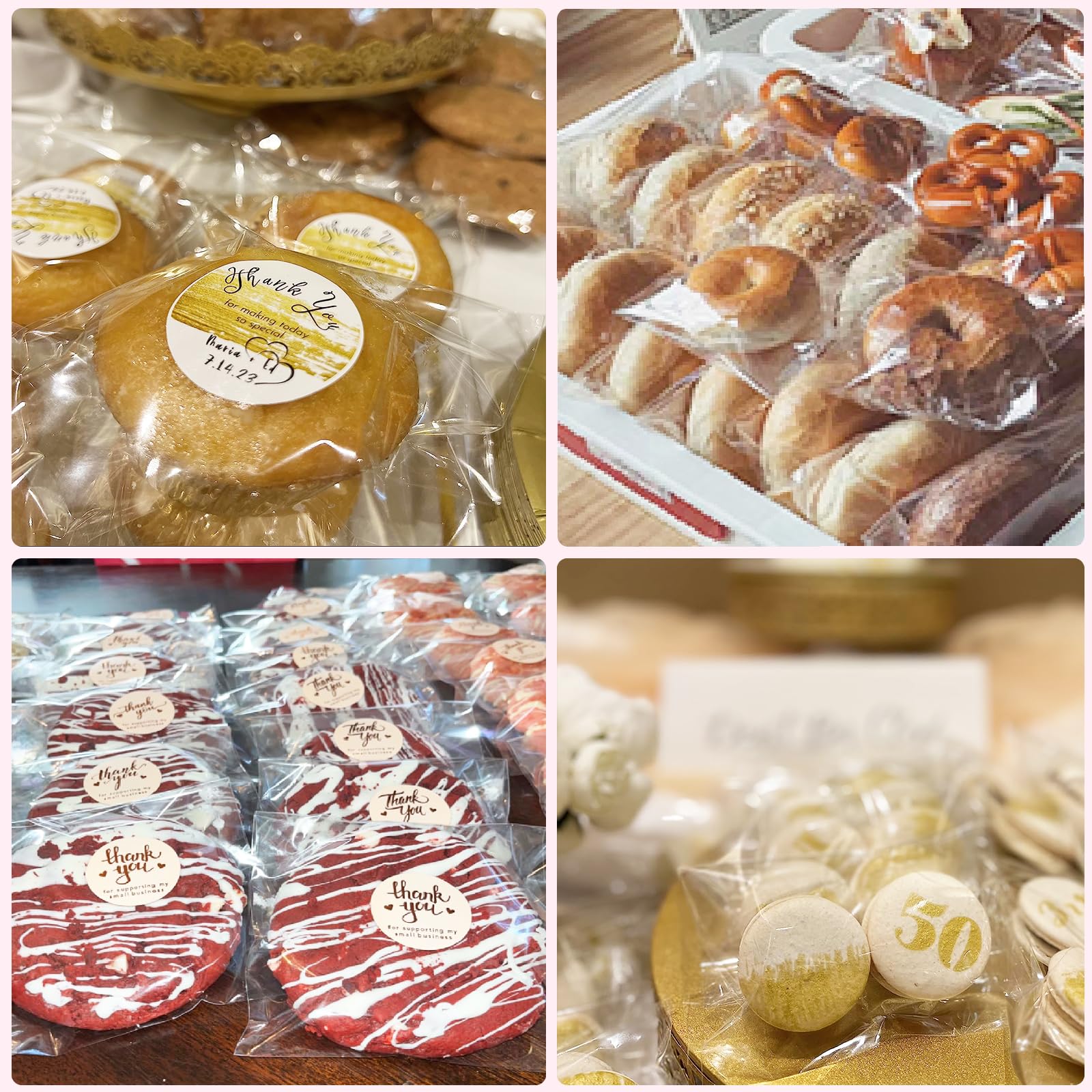 SUREHOME Cookie Bags with Seal, 200 Pcs 5x6 Inch Clear Self Sealing Cellophane Bags for Cookie Packaging Resealable Cello Treat Bag Plastic Individual Cookies Bag for Gift Giving Favors Candy Wrappers