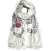 Urban CoCo Women's Embroidered Tassel Long Shawl Oversize Scarf Wraps for Women