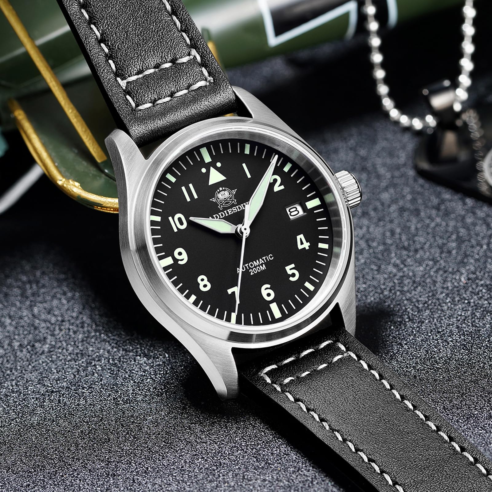 ADDIESDIVE Automatic Watches for Men Stainless Steel NH35A Movement Diver 200 M Luminescent Dial Analog Dress Watch
