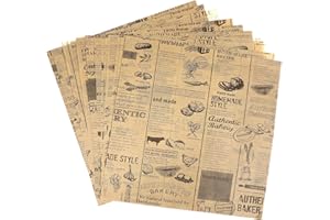 IMIKEYA 50 Sheets 10 Inch Deli Papers With Newsprint, Retro Sandwich Wrapping Papers Grease-Proof Food Packaging Wax Paper Sh