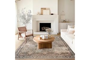 Triohero Rugs for Living Room 8x10 Large Area Rug Washable Non Slip Carpet Boho Floral Rug Stain Resistant Fade Resistant Floor Farmhouse Rug for Living Room, Bedroom, Dining Room, Home Offie