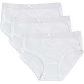Feathers Girls Solid White Snug Fit Tagless Briefs Underwear - 100% Cotton Super Soft Panties